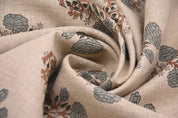 Indian Handcrafted Block Printed Gray Thick Linen Fabric - Swadesh