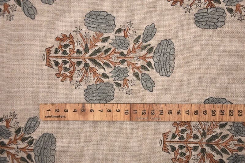 Indian Handcrafted Block Printed Gray Thick Linen Fabric - Swadesh