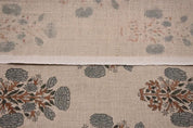 Indian Handcrafted Block Printed Gray Thick Linen Fabric - Swadesh