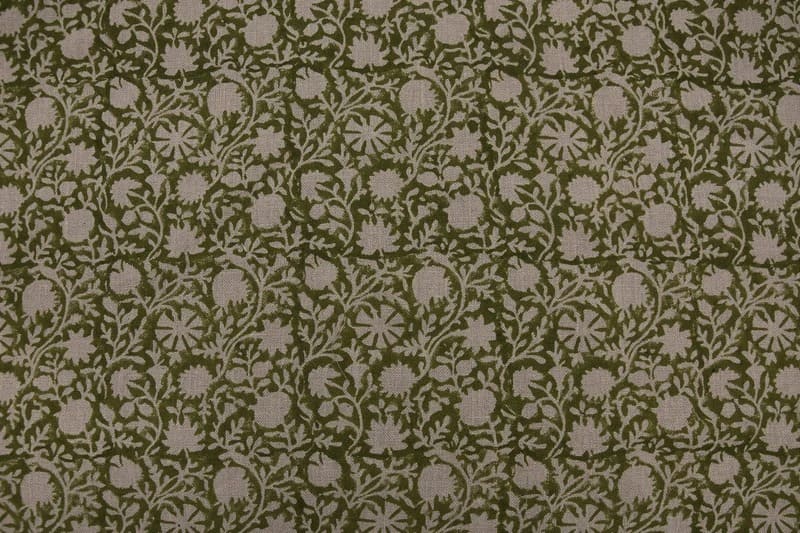 Indian Handmade Block Print Beige Thick Linen Fabric – Chakri