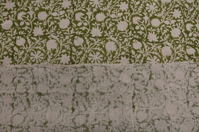 Indian Handmade Block Print Beige Thick Linen Fabric – Chakri
