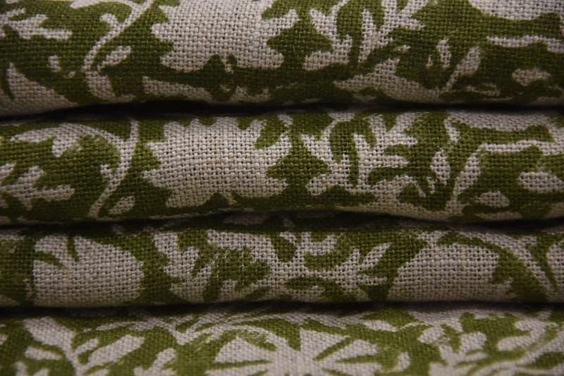 Indian Handmade Block Print Beige Thick Linen Fabric – Chakri