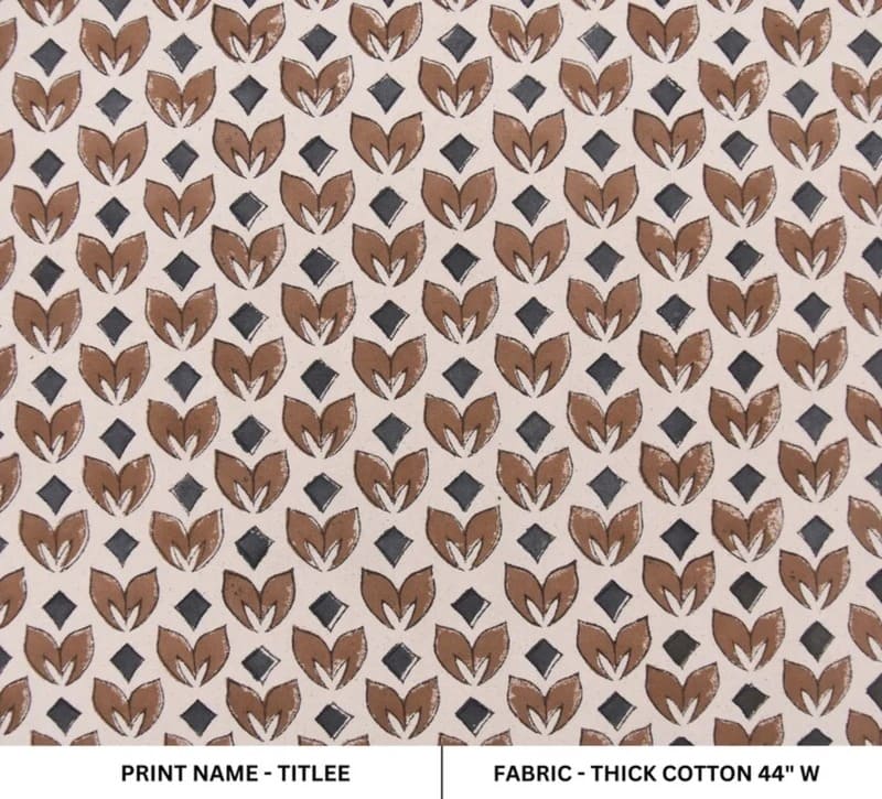 Indian Handmade Block Print Brown Floral Duck Canvas Fabric – Titlee
