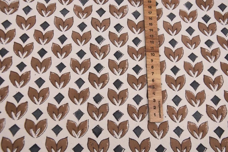 Indian Handmade Block Print Brown Floral Duck Canvas Fabric – Titlee