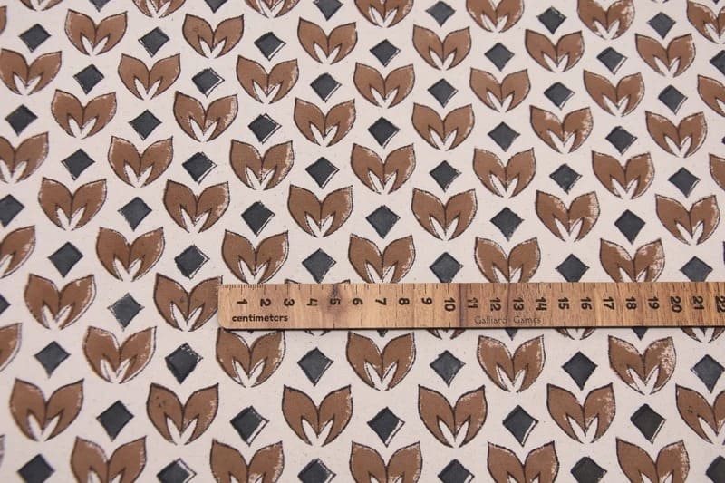 Indian Handmade Block Print Brown Floral Duck Canvas Fabric – Titlee