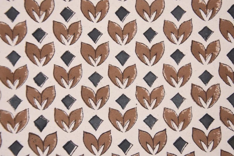 Indian Handmade Block Print Brown Floral Duck Canvas Fabric – Titlee