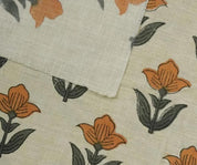 Linen Block Print Fabric Linen Blend 58 Inch Width Light Weight Linen Natural Base Color Curtains and Drapes Upholstery Handmade Art Pillow Covers Tablecloths and Runners Lampshades Napkins by Fabritual