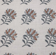 Premium Block Print Gray Thick Linen Pure Fabric- Summer Flower