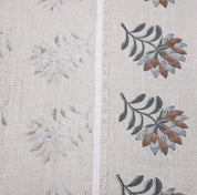 Premium Block Print Gray Thick Linen Pure Fabric- Summer Flower