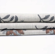 Premium Block Print Gray Thick Linen Pure Fabric- Summer Flower