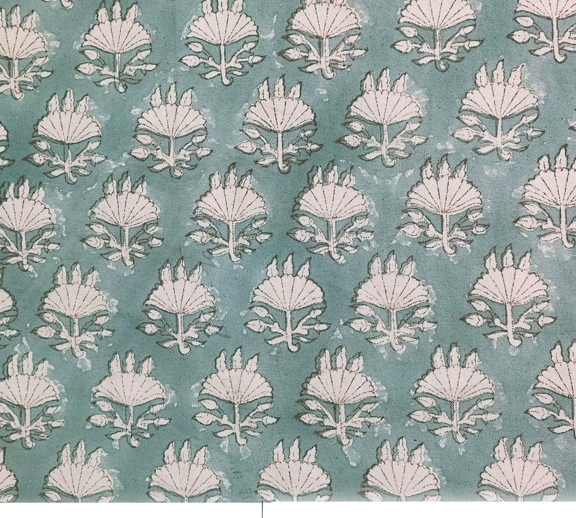 Patterned fabric with shell design on duck canvas