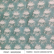 Patterned fabric with shell design on duck canvas