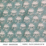 Premium Duck Canvas Hand Block Print Beige Floral Fabric -Mushroom