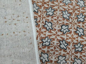 Premium Hand Block Print Blue Floral Thick Linen Fabric - Chudamani