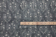 Premium Hand Block Print Dusty Blue Thick Linen Pure Fabric - Neel Gagan