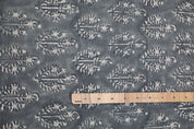 Premium Hand Block Print Dusty Blue Thick Linen Pure Fabric - Neel Gagan