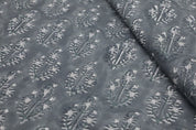 Premium Hand Block Print Dusty Blue Thick Linen Pure Fabric - Neel Gagan