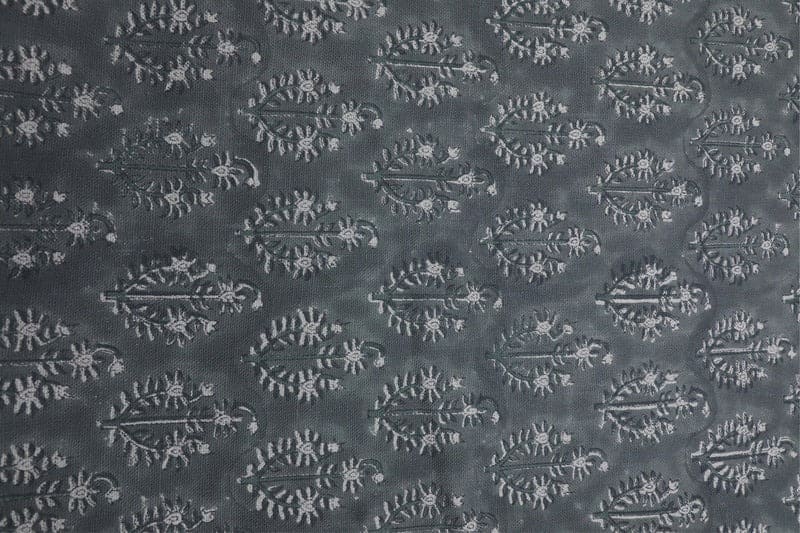 Premium Hand Block Print Dusty Blue Thick Linen Pure Fabric - Neel Gagan