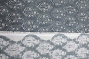 Premium Hand Block Print Dusty Blue Thick Linen Pure Fabric - Neel Gagan