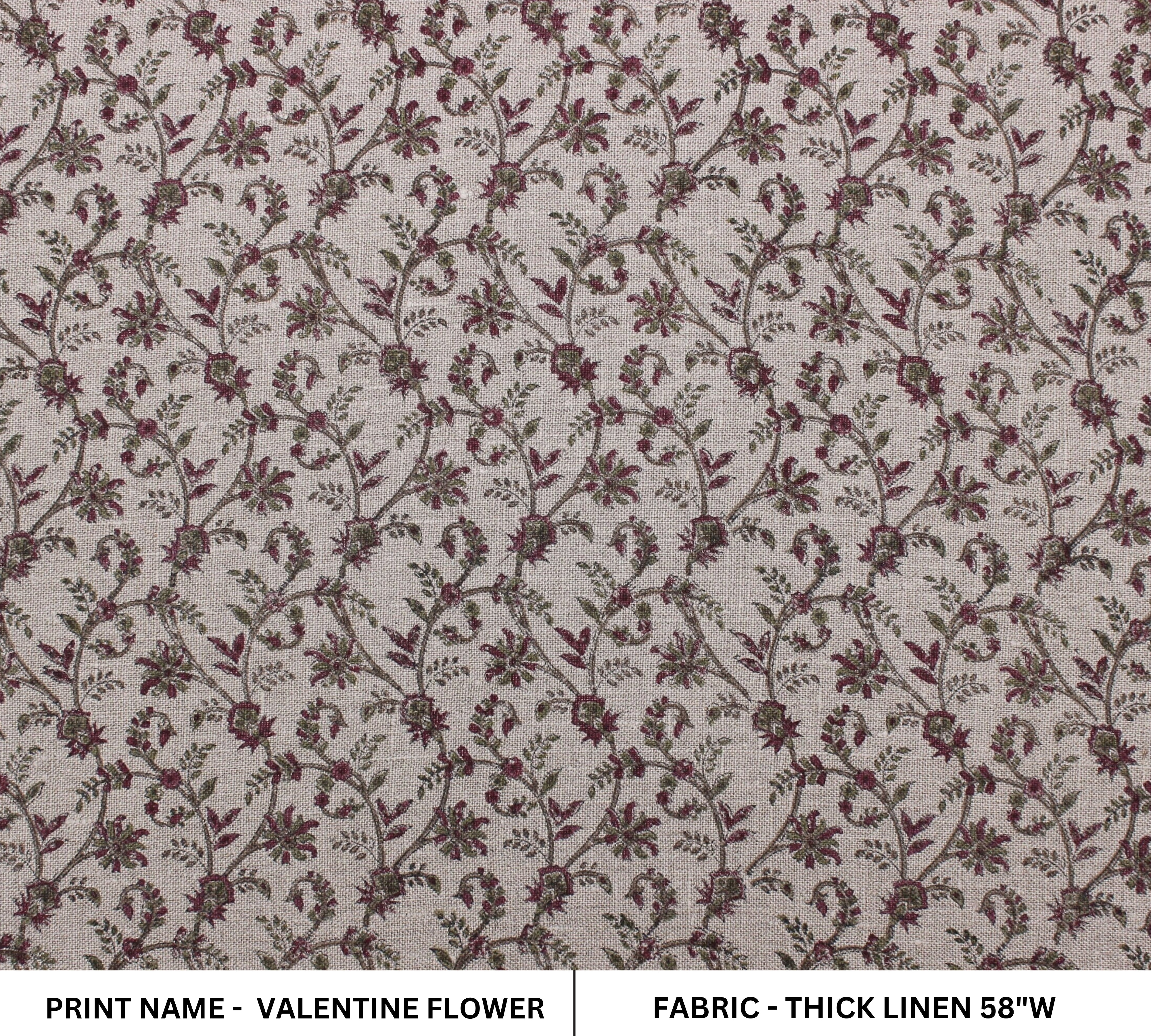 Block Print Linen Fabric, Varanasi  Floral Blockprint Linen Handmade Upholstery Fabric, Handloom Linen, Farmhouse Pillow, Boho Design, Natural Linen