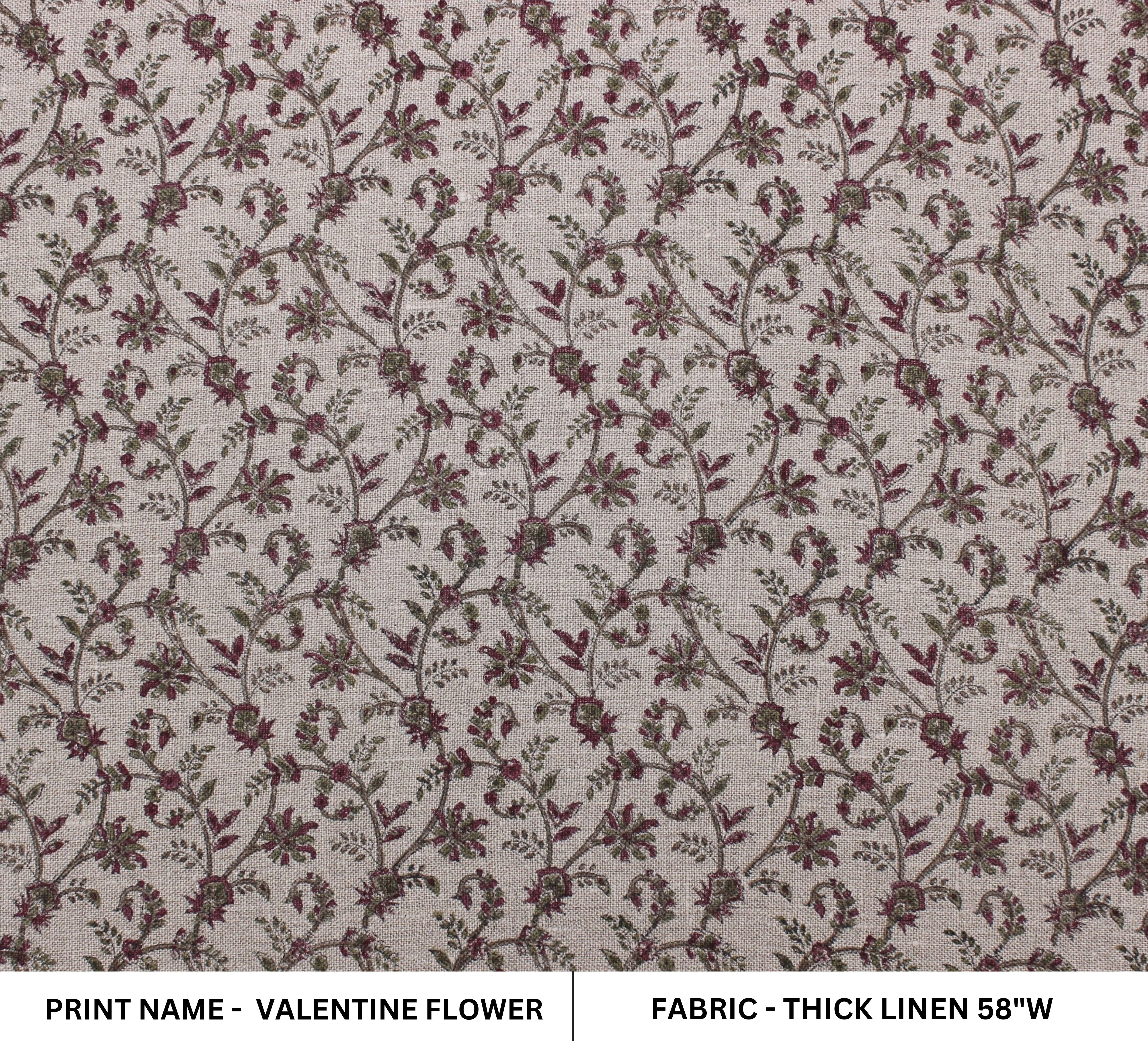 Block Print Linen Fabric, Varanasi  Floral Blockprint Linen Handmade Upholstery Fabric, Handloom Linen, Farmhouse Pillow, Boho Design, Natural Linen