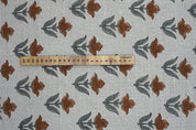 Premium Hand Block Print Brown Thick Linen Pure Fabric - Tulip