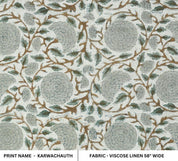 Premium Hand Block Print Brown Viscose Linen Fabric - Karwachauth