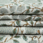 Premium Hand Block Print Brown Viscose Linen Fabric - Karwachauth