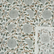 Premium Hand Block Print Brown Viscose Linen Fabric - Karwachauth