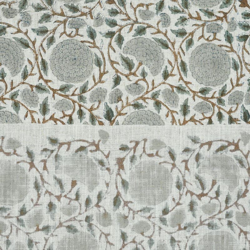 Premium Hand Block Print Brown Viscose Linen Fabric - Karwachauth
