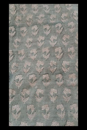 Premium Hand Block Print Gray Floral Linen Fabric For Curtains - Super Star