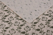 Premium Hand Block Print Green Floral Duck Canvas Fabric - Madhubala