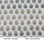 Premium Handcrafted Block Print  Green Pure Linen Fabric – Bheeshma