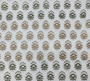 Premium Handcrafted Block Print  Green Pure Linen Fabric – Bheeshma