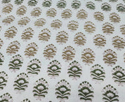 Premium Handcrafted Block Print  Green Pure Linen Fabric – Bheeshma