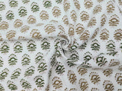 Premium Handcrafted Block Print  Green Pure Linen Fabric – Bheeshma