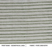 Premium Hand Block Print Sage Green Pure Linen Fabric – Geometrical Line