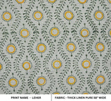 Premium Hand Block Print Mustard Thick Linen Pure Fabric - Lehar