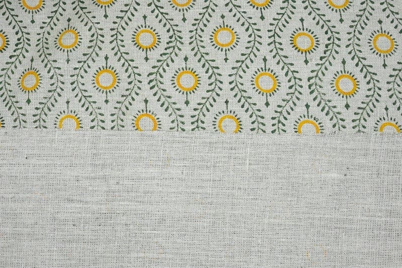 Premium Hand Block Print Mustard Thick Linen Pure Fabric - Lehar