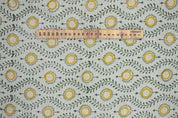 Premium Hand Block Print Mustard Thick Linen Pure Fabric - Lehar