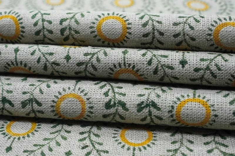 Premium Hand Block Print Mustard Thick Linen Pure Fabric - Lehar