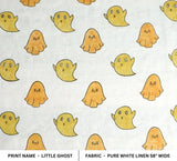 Premium Hand Block Print Mustard  Pure White Linen Fabric - Little Ghost