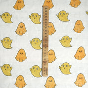 Premium Hand Block Print Mustard  Pure White Linen Fabric - Little Ghost