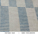 Premium Thick Linen Hand Block Print Blue Floral Fabric - Vidur