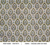 Prmeium Viscose Linen Hand Block Print Bronze Fabric - Pan Patti