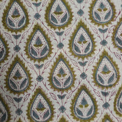 Prmeium Viscose Linen Hand Block Print Bronze Fabric - Pan Patti