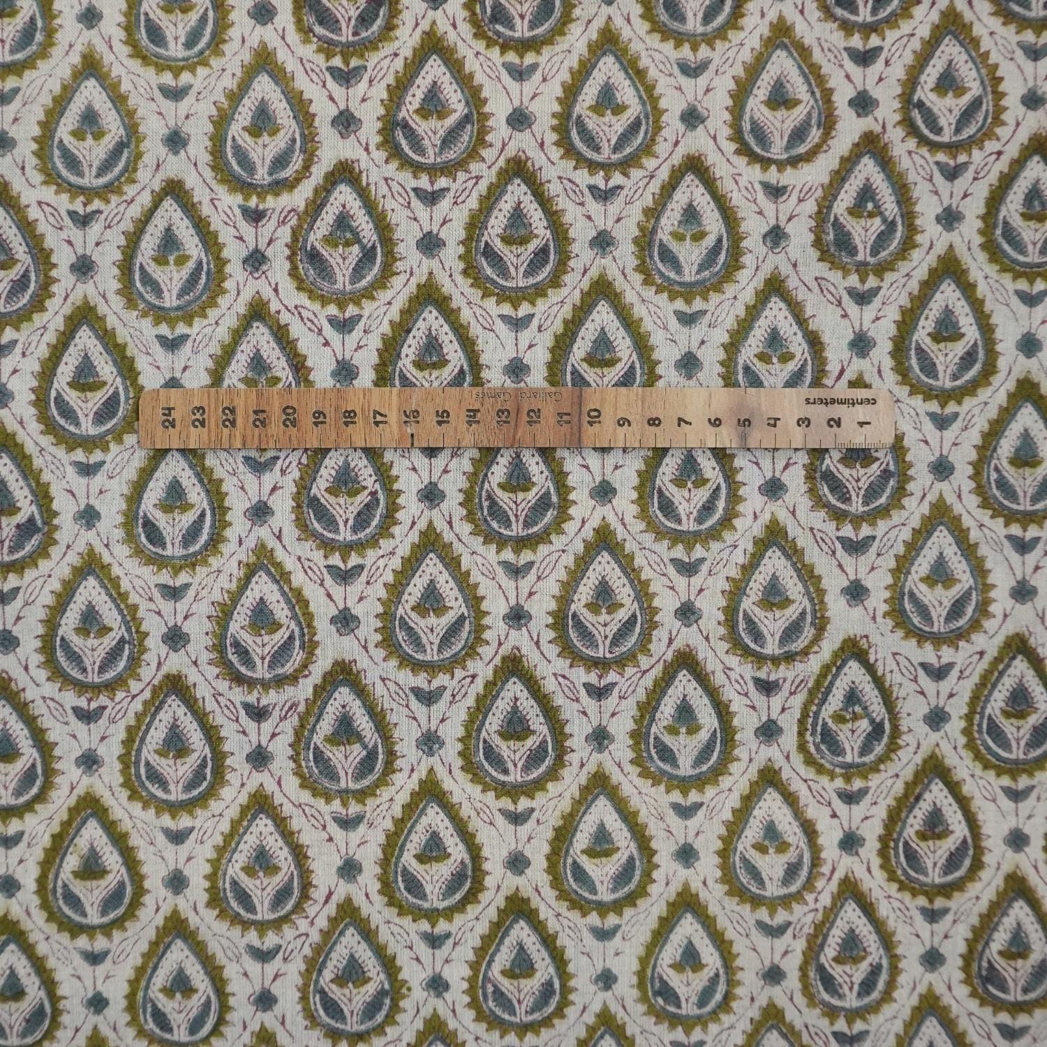 Prmeium Viscose Linen Hand Block Print Bronze Fabric - Pan Patti