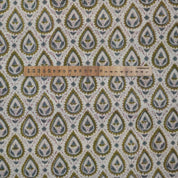 Prmeium Viscose Linen Hand Block Print Bronze Fabric - Pan Patti