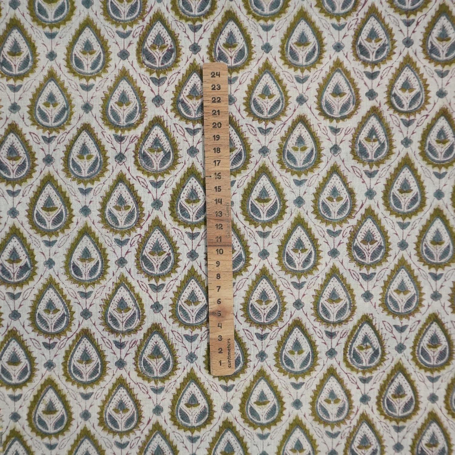Prmeium Viscose Linen Hand Block Print Bronze Fabric - Pan Patti