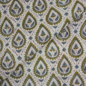 Prmeium Viscose Linen Hand Block Print Bronze Fabric - Pan Patti